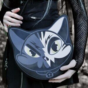 Killstar “Maneki-Neko” Handbag–Black Cat Shape Shoulder Bag Kreeptures Graphics